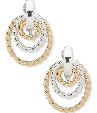 Anne Klein Two Tone Rope Multirow Clip-On Orbital Drop Earrings