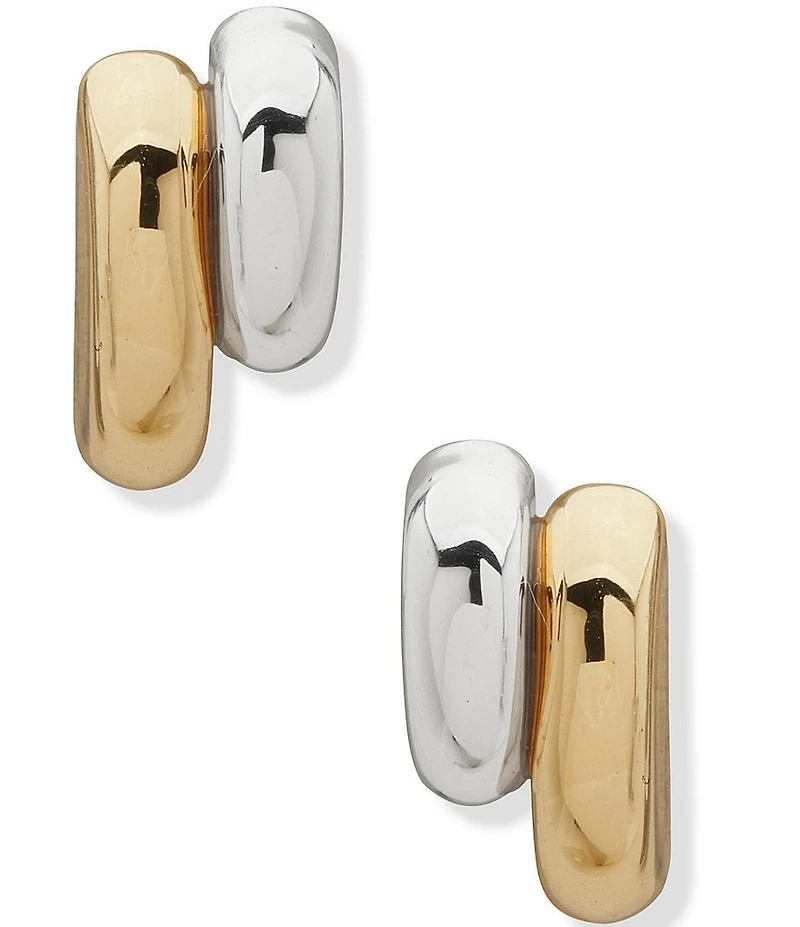 Anne Klein Two Tone Rounded Stud Earrings