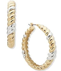 Anne Klein Two Tone Twisted Hoop Earrings