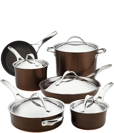 Anolon Nouvelle Copper Luxe 11-Piece Hard-Anodized Nonstick Cookware Set