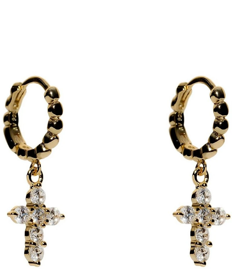 Argento Vivo Pave Cross Lock Drop Earrings