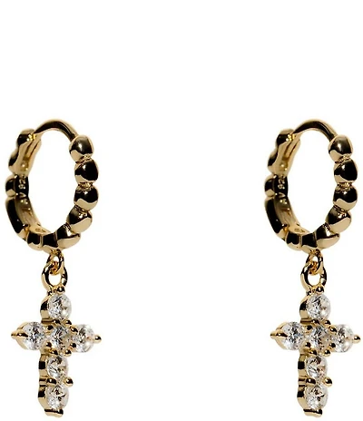 Argento Vivo Pave Cross Lock Drop Earrings