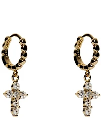 Argento Vivo Pave Cross Lock Drop Earrings