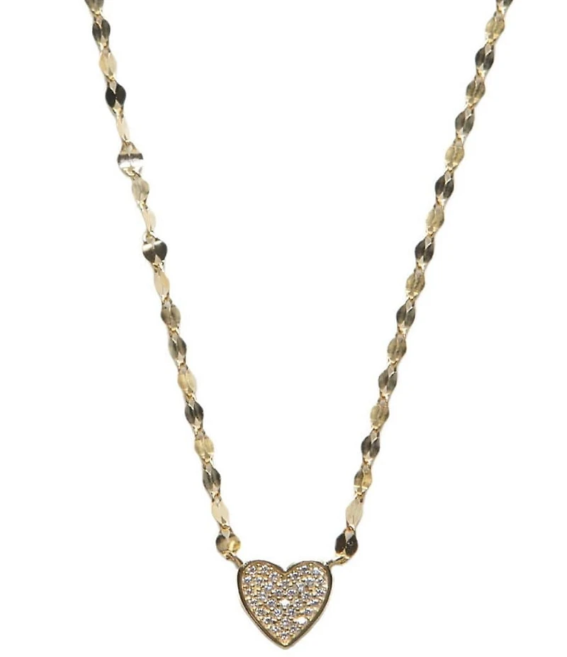 Argento Vivo Pave Heart Short Pendant Necklace