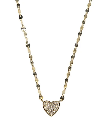 Argento Vivo Pave Heart Short Pendant Necklace