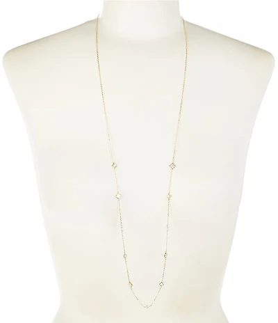 Argento Vivo Clover Mother Of Pearl Station Long Strand Necklace