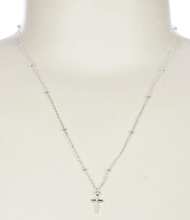 Argento Vivo Cross Beaded Short Pendant Necklace