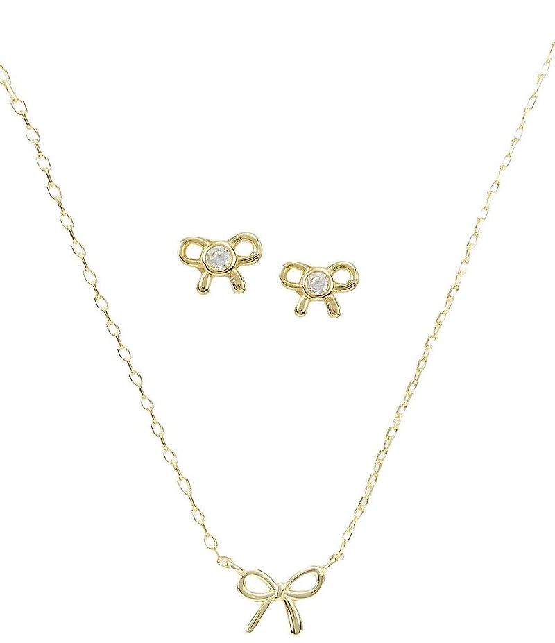 Argento Vivo CZ Bowtie Earring and Necklace Set