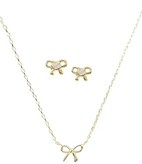Argento Vivo CZ Bowtie Earring and Necklace Set