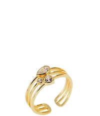 Argento Vivo CZ Multi Stone Three Row Stacked Ring