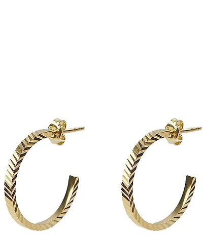 Argento Vivo Diamond Cut Medium Hoop Earrings