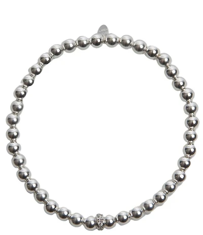 Argento Vivo Pave Center Beaded Stretch Bracelet