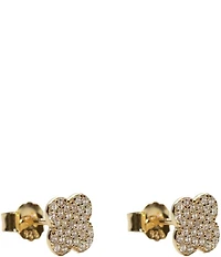 Argento Vivo Pave Clover Stud Earrings