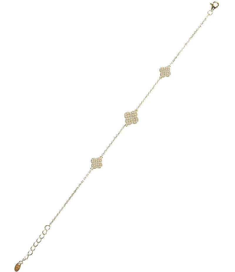 Argento Vivo Pave CZ Clover Line Bracelet