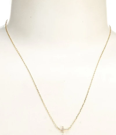 Argento Vivo Pave Sideways Cross Collar Necklace