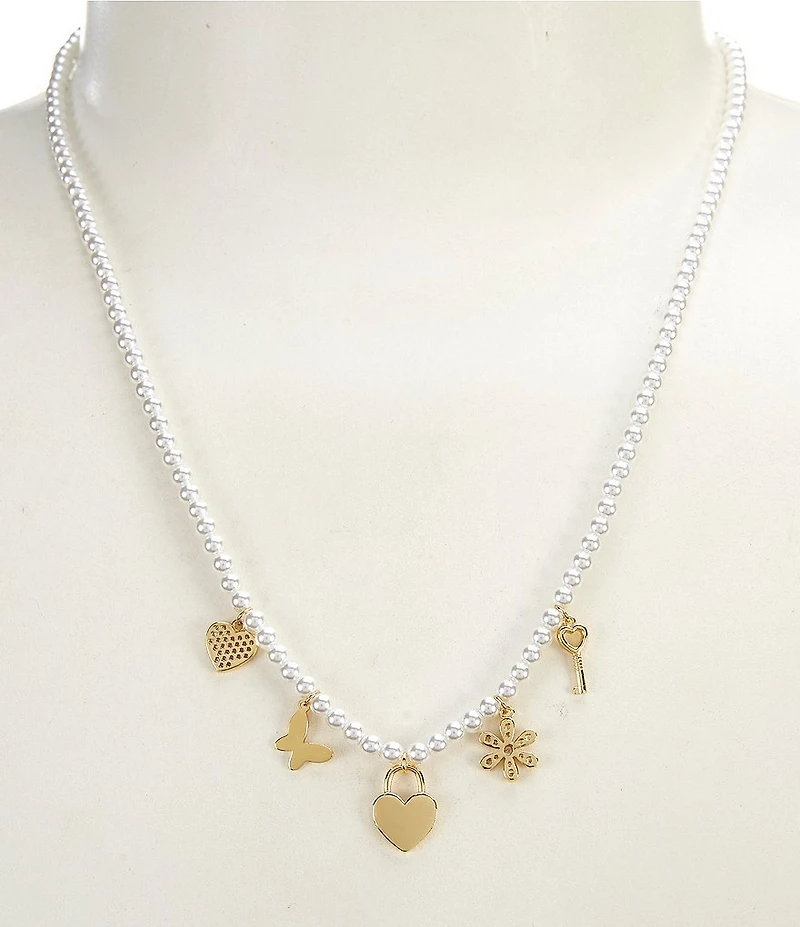 Argento Vivo Pearl Charm Collar Necklace