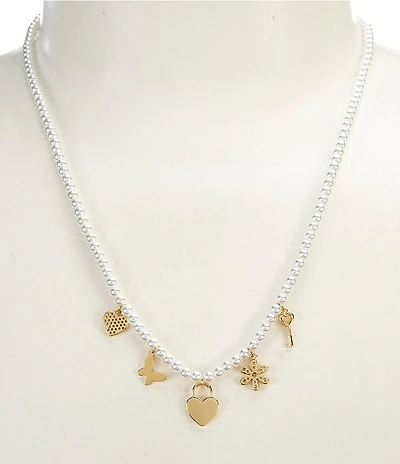 Argento Vivo Pearl Charm Collar Necklace