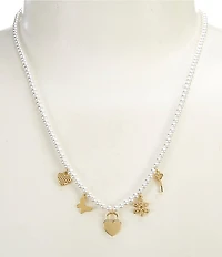 Argento Vivo Pearl Charm Collar Necklace