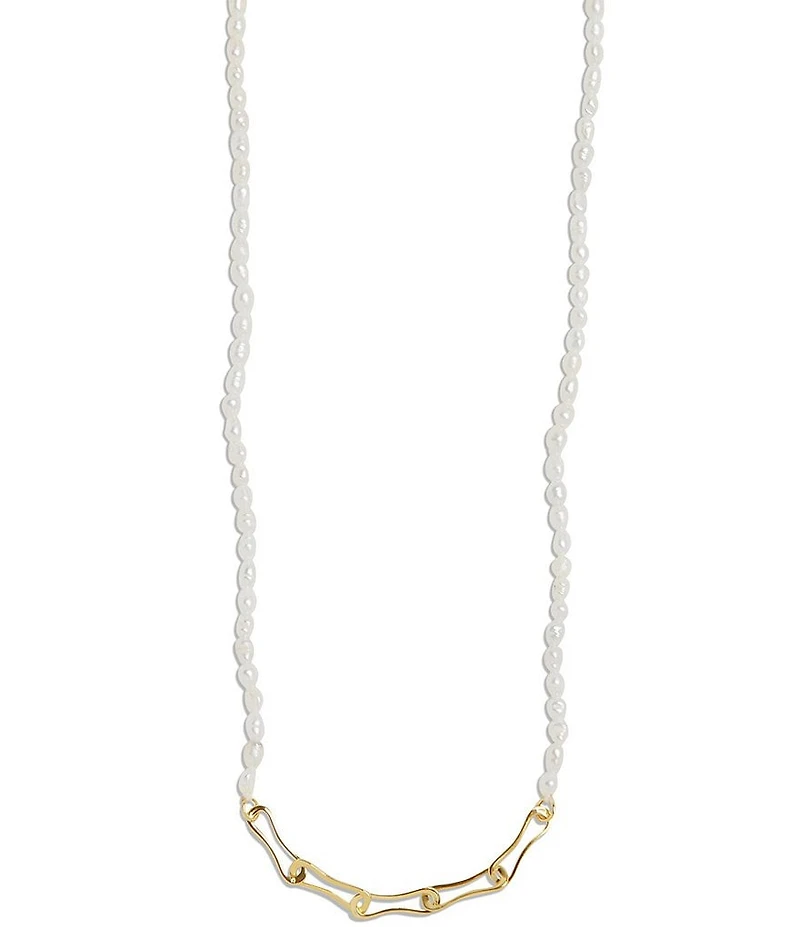 Argento Vivo Pearl Paper Clip Collar Necklace
