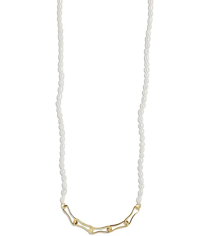 Argento Vivo Pearl Paper Clip Collar Necklace