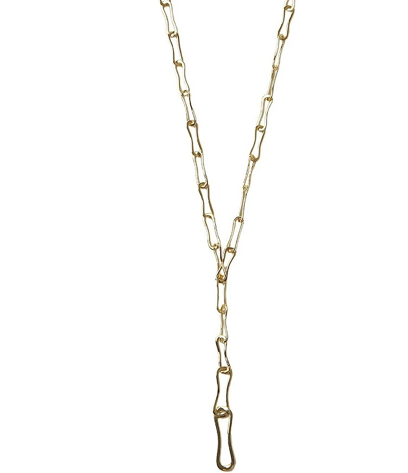 Argento Vivo Textured Paperclip Chain Y-Necklace