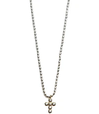 Argento Vivo Two Tone CZ Cross Ball Beaded Short Pendant Necklace