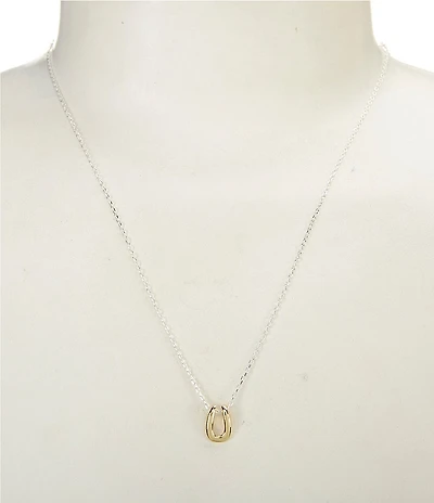 Argento Vivo Two Tone Horseshoe Short Pendant Necklace