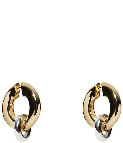Argento Vivo Two Tone Interlock Hoop Earrings