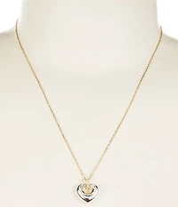 Argento Vivo Two Tone Puffy Heart Short Pendant Necklace