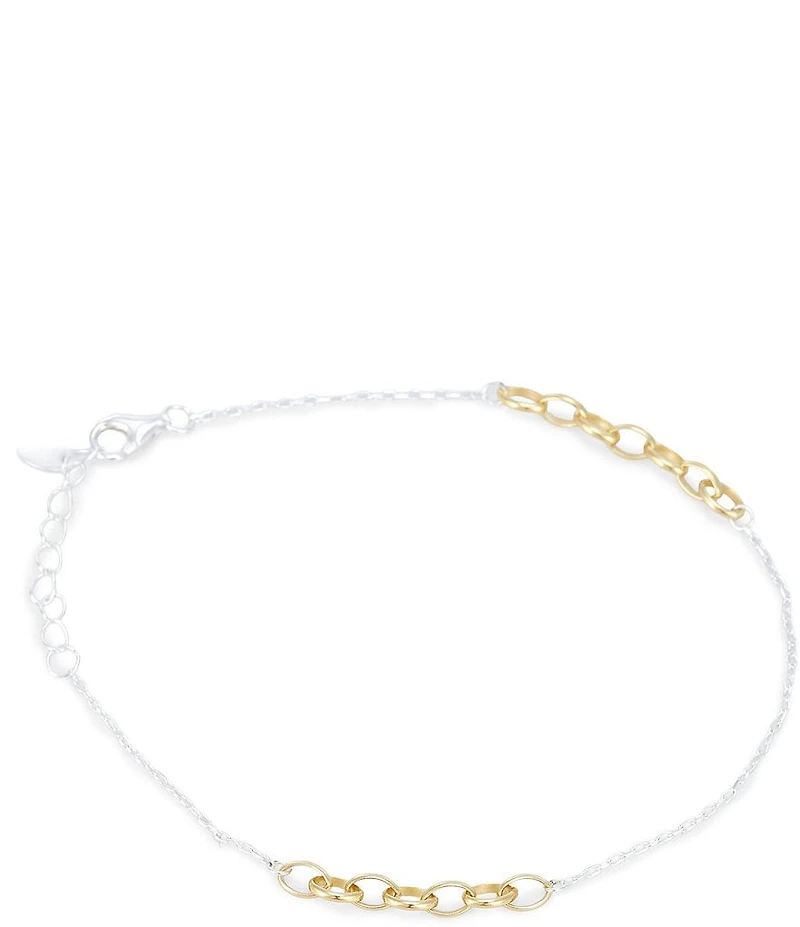 Argento Vivo Two Tone Station Link Line Bracelet