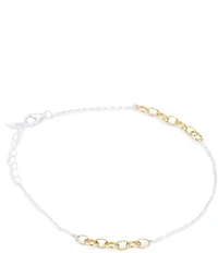 Argento Vivo Two Tone Station Link Line Bracelet