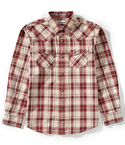 Ariat Big Boys Long Sleeve Plaid Retro Shirt