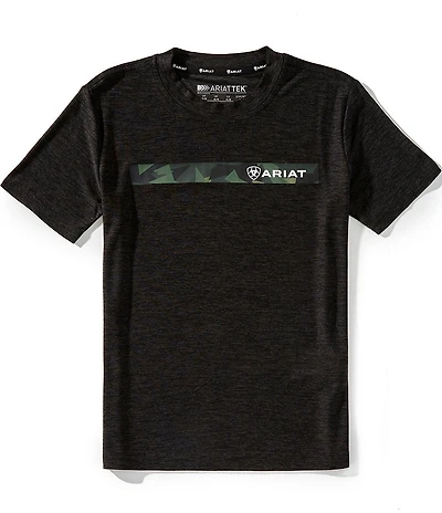Ariat Big Boys Short Sleeve Chest Camo Stripe Charger Graphic T-Shirt