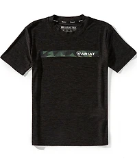 Ariat Big Boys Short Sleeve Chest Camo Stripe Charger Graphic T-Shirt