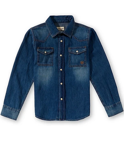 Ariat Big Boys Long Sleeve Denim Button Down Shirt