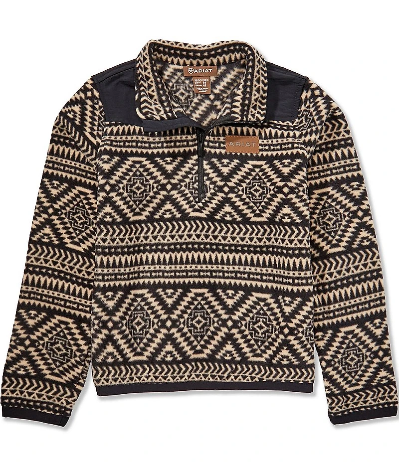 Ariat® Big Boys Long Sleeve Quarter-Zip Patterned Sweatshirt