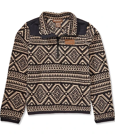 Ariat® Big Boys Long Sleeve Quarter-Zip Patterned Sweatshirt