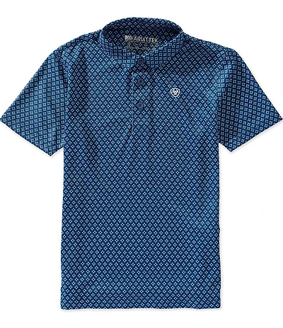 Ariat Big Boys Short Sleeve Allover Medallion Print Polo Shirt