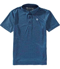 Ariat Big Boys Short Sleeve Allover Medallion Print Polo Shirt