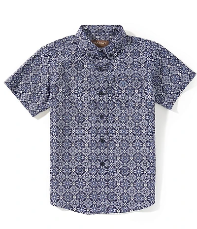 Ariat Big Boys Short Sleeve Bill Medallion Printed Western Shirt