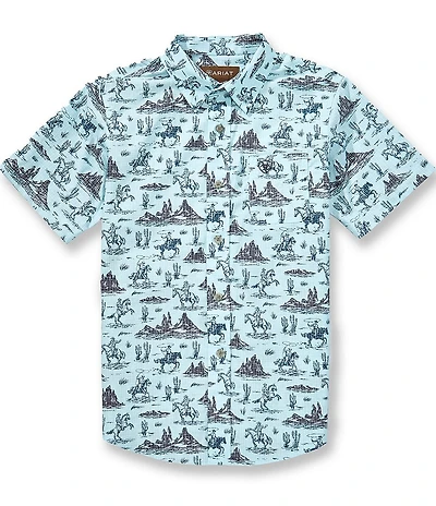 Ariat Big Boys Short-Sleeve Blue Glow Woven Shirt