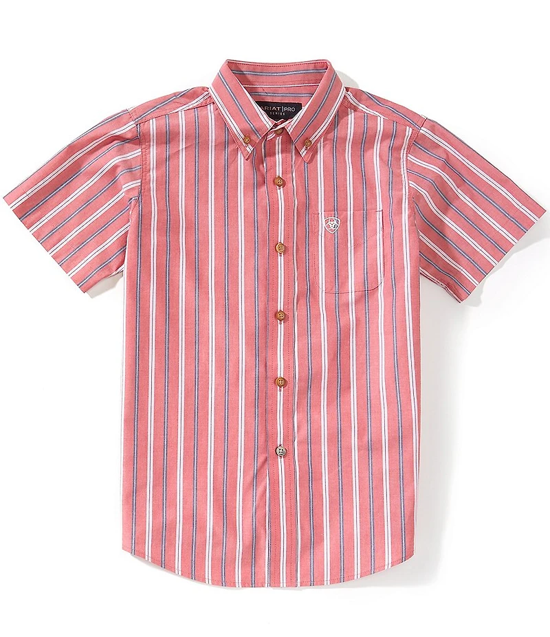 Ariat Big Boys Short Sleeve Bobby Striped Western-Style Shirt