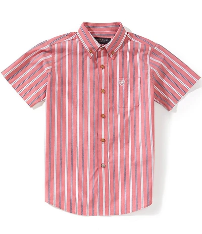 Ariat Big Boys Short Sleeve Bobby Striped Western-Style Shirt
