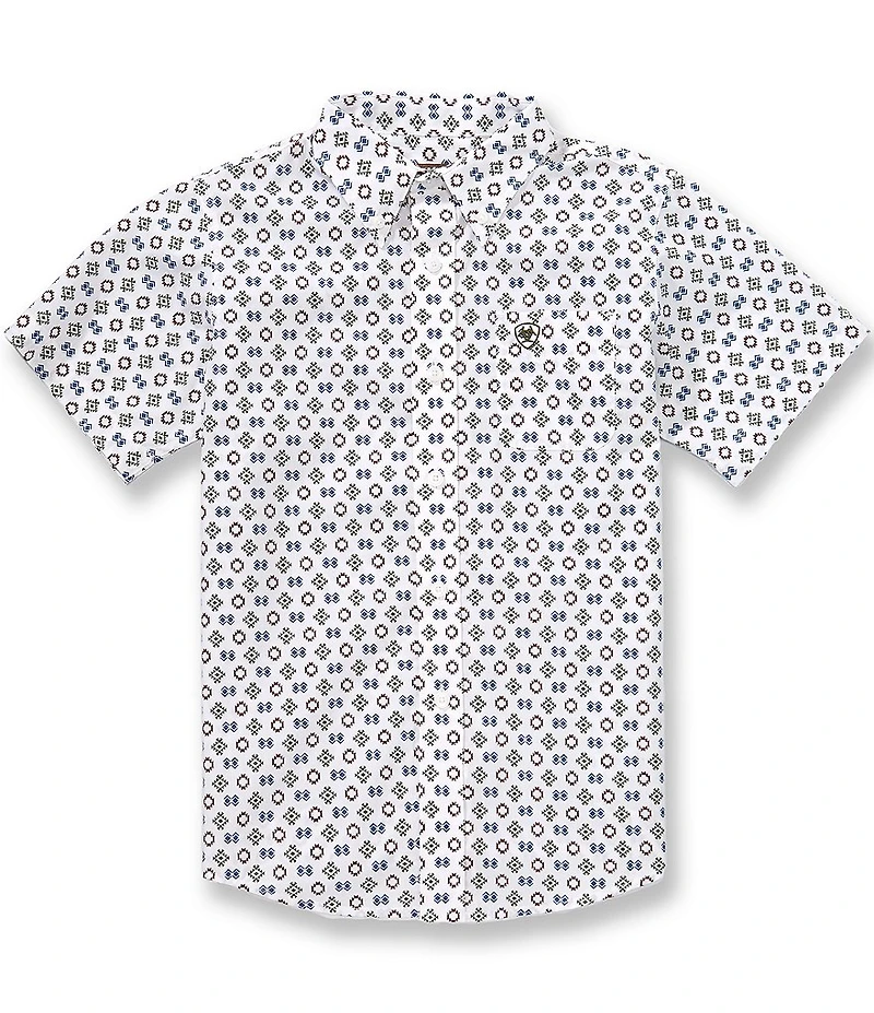 Ariat Big Boys Short Sleeve Plaid Pattern Southwest Shirt