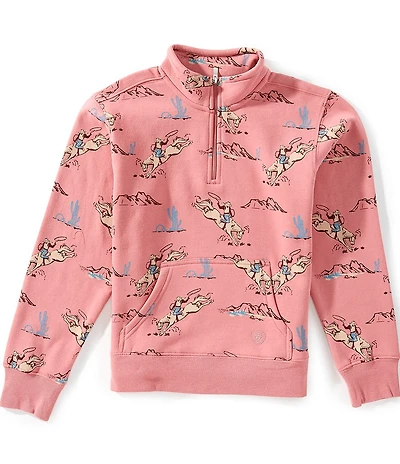 Ariat Big Girls Long-Sleeve Bronco Scene 1/4-Zip Fleece Sweatshirt