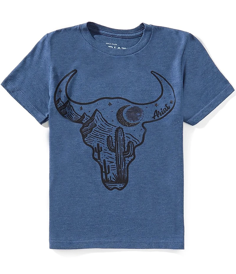 Ariat Big Girls Short Sleeve Bull Night Sky T-Shirt