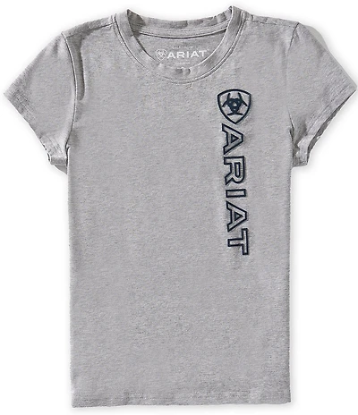 Ariat Big Girls Organic Cotton Blend Short Sleeve Vertical Logo T-Shirt
