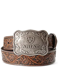 Ariat Plate Buckle Floral Embossed Leather Belt