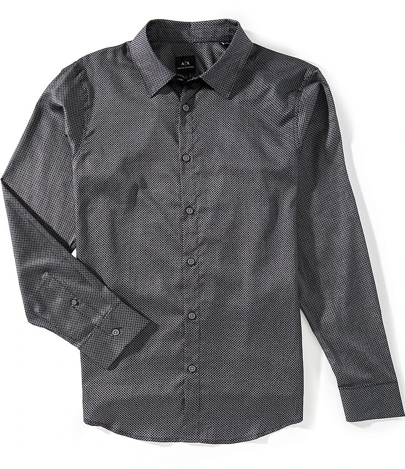Armani Exchange Allover Logo Long Sleeve Woven Shirt