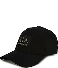 Armani Exchange Black and Gold Logo Patch Baseball Cap